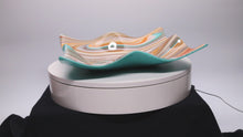 Load and play video in Gallery viewer, Plate - Orange cream and blue rippled edge square plate