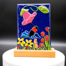 Load image into Gallery viewer, Decorative - Hummingbird and bee on blue background