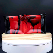 Load image into Gallery viewer, Plate - Red and black double bowl