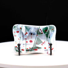 Load image into Gallery viewer, Holiday - Holly Berry clear glass dish with holiday confetti pattern