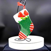 Load image into Gallery viewer, Holiday Stocking - Red toe with white stripes