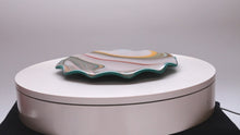Load and play video in Gallery viewer, Plate - Orange cream and blue rippled edge small round plate