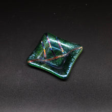 Load image into Gallery viewer, Plate - Dark green iridescent dish with dichroic decoration