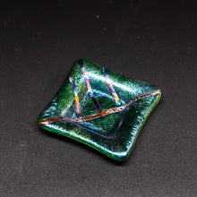 Load image into Gallery viewer, Plate - Dark green iridescent dish with dichroic decoration