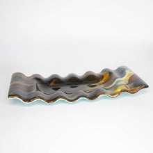 Load image into Gallery viewer, Plate - Petrified wood patterned rectangular platter with rippled edges