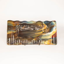 Load image into Gallery viewer, Plate - Petrified wood patterned rectangular platter with rippled edges