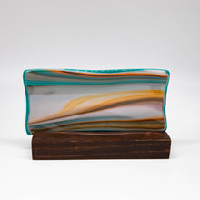 Load image into Gallery viewer, Plate - Orange cream and blue swirl small rectangular plate