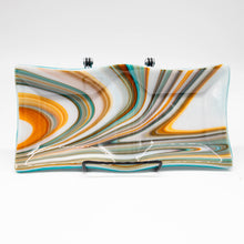 Load image into Gallery viewer, Plate - Orange cream and blue double-square dish