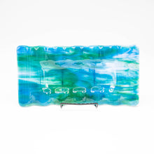 Load image into Gallery viewer, Plate - Green and turquoise rectangular ripple edged platter