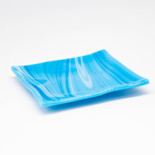 Load image into Gallery viewer, Plate - Sky blue swirl medium square plate