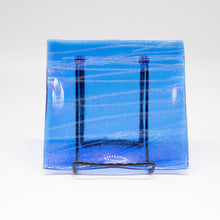 Load image into Gallery viewer, Plate - Deep blue iridescent wave patterned medium square platter