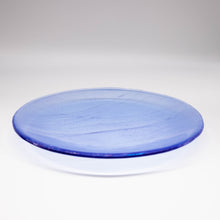 Load image into Gallery viewer, Plate - Clear blue iridescent wave patterned large round platter