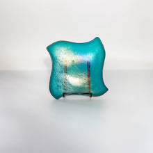 Load image into Gallery viewer, Plate - Iridescent blue and green plate with curved edge