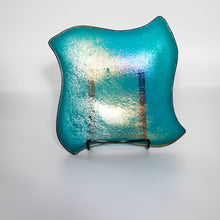 Load image into Gallery viewer, Plate - Iridescent blue and green plate with curved edge