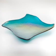 Load image into Gallery viewer, Plate - Iridescent blue and green plate with curved edge