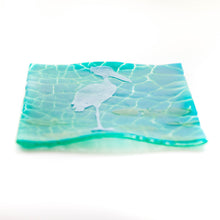 Load image into Gallery viewer, Plate - Turquoise and clear tile stork decal