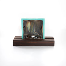 Load image into Gallery viewer, Plate - Petrified wood pattern with blue border square dish