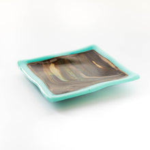 Load image into Gallery viewer, Plate - Petrified wood pattern with blue border square dish