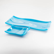 Load image into Gallery viewer, Plate - Light blue and white swirl sushi plate