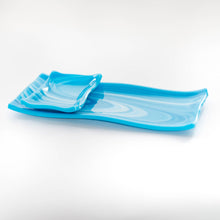 Load image into Gallery viewer, Plate - Light blue and white swirl sushi plate