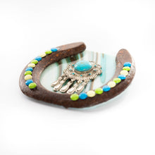 Load image into Gallery viewer, Decorative - Horseshoe with blue glass and silver