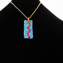 Load image into Gallery viewer, Jewelry - Dichroic turquoise and purple rectangular pendant