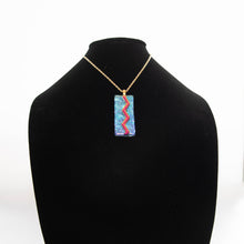 Load image into Gallery viewer, Jewelry - Dichroic turquoise and purple rectangular pendant