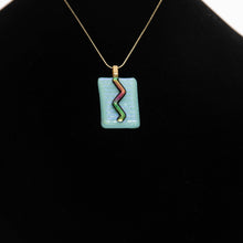 Load image into Gallery viewer, Jewelry - Light blue sea glass pendant with chevron