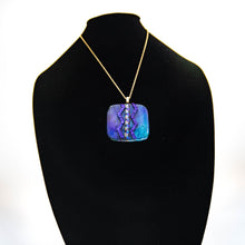Load image into Gallery viewer, Jewelry - Deep blue square pendant with dichroic chevron