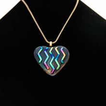 Load image into Gallery viewer, Jewelry - Woodsy heart shaped pendant dichroic chevron