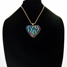 Load image into Gallery viewer, Jewelry - Woodsy heart shaped pendant dichroic chevron