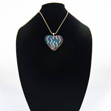 Load image into Gallery viewer, Jewelry - Woodsy heart shaped pendant dichroic chevron