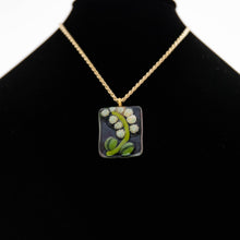 Load image into Gallery viewer, Jewelry - Rectangular pendant with ivory flowers
