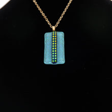 Load image into Gallery viewer, Jewelry -Dichroic turquoise pendant with dichroic lines