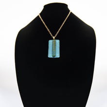 Load image into Gallery viewer, Jewelry -Dichroic turquoise pendant with dichroic lines