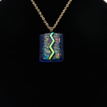 Load image into Gallery viewer, Jewelry - Dark blue pendant with iridescent green and gold