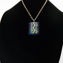 Load image into Gallery viewer, Jewelry - Dark blue pendant with iridescent green and gold