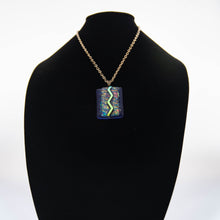 Load image into Gallery viewer, Jewelry - Dark blue pendant with iridescent green and gold