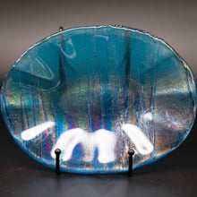 Load image into Gallery viewer, Bowl - Rich iridescent turquoise bowl with wavy edges