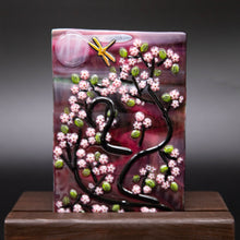 Load image into Gallery viewer, Decorative - Rose swirled glass with cherry blossoms