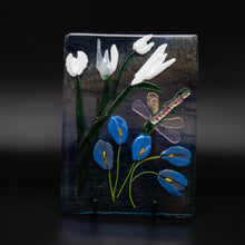 Load image into Gallery viewer, Decorative - Iridescent glass blue and white flowers