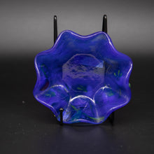 Load image into Gallery viewer, Bowl - Deep blue glass bowl adorned with flowers