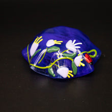 Load image into Gallery viewer, Bowl - Deep blue glass bowl adorned with flowers