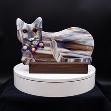 Load image into Gallery viewer, Animals - Gray cat with orange necklace