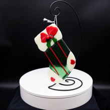 Load image into Gallery viewer, Holiday Stocking - Green with hearts on toes and heel