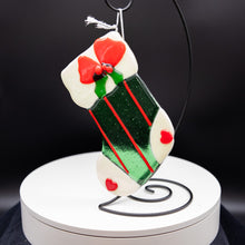 Load image into Gallery viewer, Holiday Stocking - Green with hearts on toes and heel