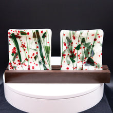 Load image into Gallery viewer, Holiday - Holly Berry white glass dishes with holiday confetti pattern