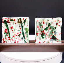 Load image into Gallery viewer, Holiday - Holly Berry white glass dishes with holiday confetti pattern