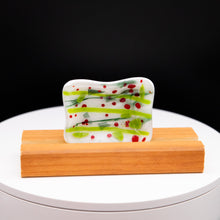 Load image into Gallery viewer, Holiday - Holly Berry white glass dish with extra green stripes