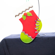 Load image into Gallery viewer, Holiday Stocking - Red stocking with green toe